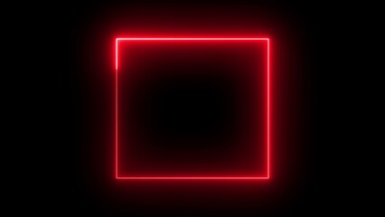 Glowing Red Neon Square Frame on Black Background image