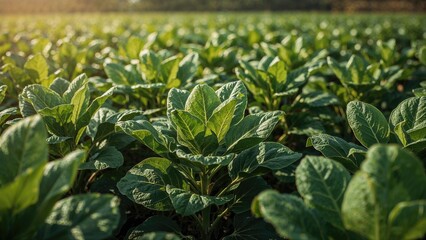 Obraz premium Well-kept Flue Cured tobacco in a clean field, free of weeds and suckers, projected to perform well in the market