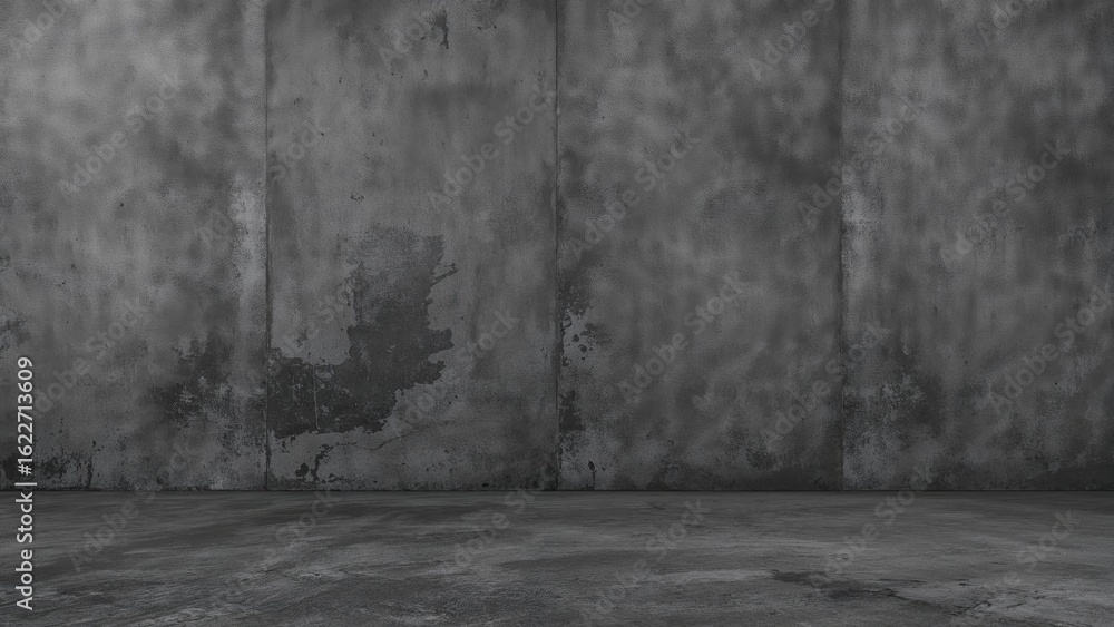 Poster industrial-style empty room with concrete wall and textured backdrop for text display