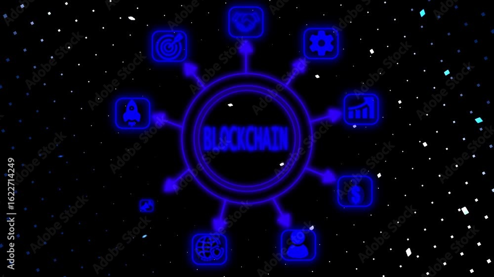 Poster technology, internet blockchain ,business, and networking concept ,blockchain business concept.4k vi