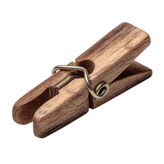 Rustic Wooden Clothespin: Detail Shot of a Unique Spring Clamp