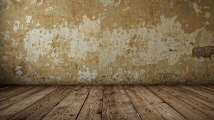 Aged wooden panel background with peeling paint and worn finish