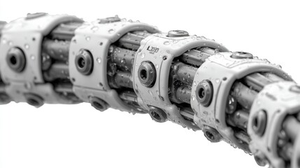Detailed rendering of a futuristic mechanical segmented wet cable structure