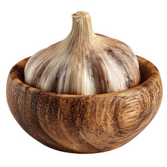 Black Garlic Bulb in Wooden Bowl: Culinary Photography, Food Ingredient, Healthy Eating
