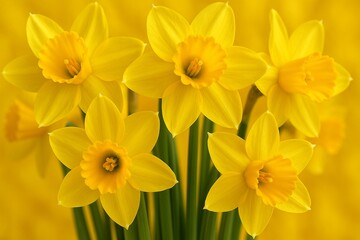 Radiant Daffodils Bursting with Spring Color in a Sunny Composition, Floral Elegance and Natural Beauty