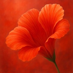 Vibrant Red Hibiscus Blossom A Bold Floral Statement of Summer Radiance and Passionate Beauty Against a Textured Red Backdrop