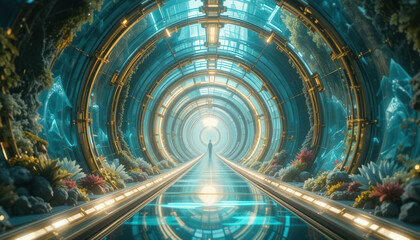 Obraz premium Magical Pathway Through an Enchanted Crystal Corridor