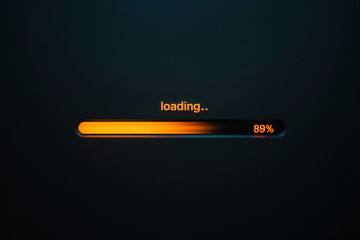 Orange Loading Bar at 89 Percent Completion on a Dark Background with Progress Indication