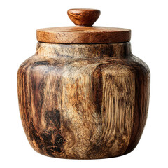 Handcrafted Wooden Jar with Lid: Unique Design & Texture