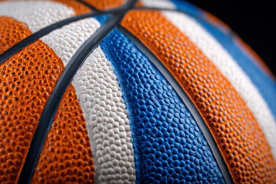 Close view of a vibrant basketball showcasing its textured surface and bright colors