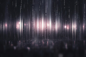 Binary code streaming down on a dark background.