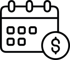Calendar and Dollar Icon: A clean and clear icon design, representing the concept of finances, scheduling, and financial planning.