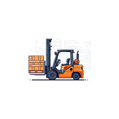 Industrial Forklift Truck icon logo flat vector design