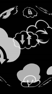 Cloud icons with arrows 4k