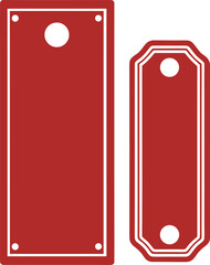 Two maroon rectangular door hangers with a hole for hanging, transparent background