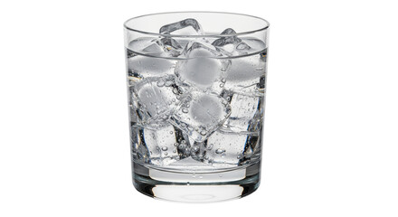 Isolated Glass of Water with Ice Cubes
