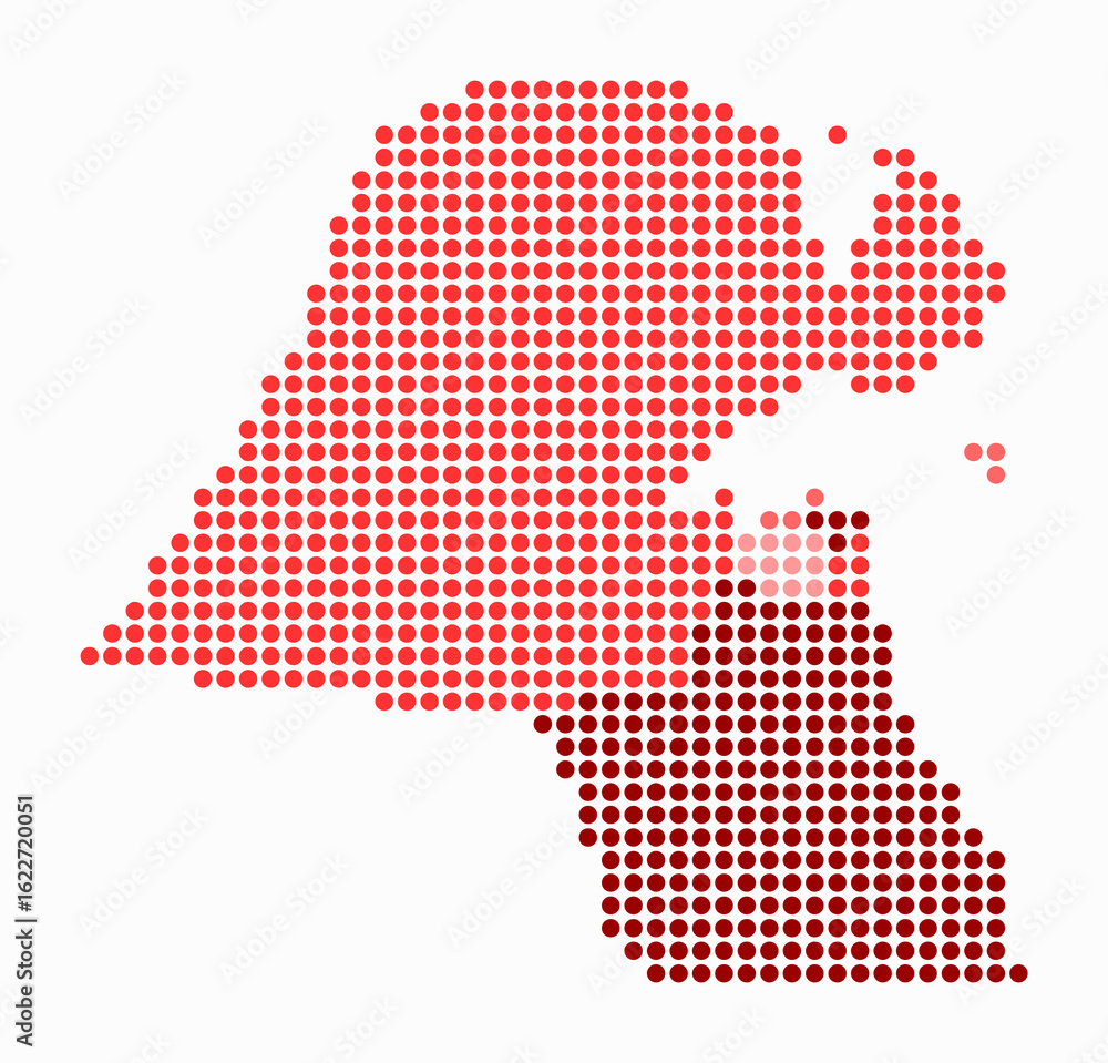 Poster kuwait dotted map. digital style map of the country on white background. kuwait shape with circle do