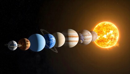 Realistic planets aligned from Sun