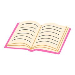 The book is a guide to drawing and is illustrated with various examples. The cover is pink and features a simple design. The book is open to a page with a title and a few lines of text