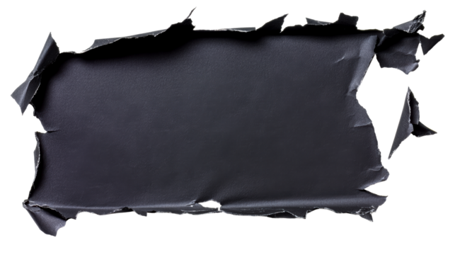 Torn black paper with transparent background for creative designs