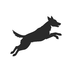 Fototapeta premium Silhouette of a leaping dog on white background