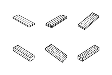 wood plank icon line art vector illustration