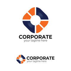 Abstract Corporate Business Logo with Modern Geometric Ring Design in Blue and Orange for Branding Solutions
