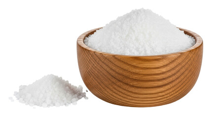 Isolated Sea Salt in Wooden Bowl