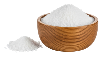 Isolated Sea Salt in Wooden Bowl