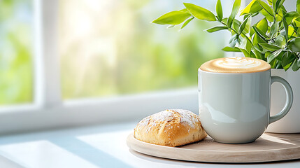 Morning coffee ritual cozy kitchen food and drink bright environment close-up view daily indulgence
