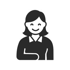 Smiling female icon of young caucasian woman in business attire