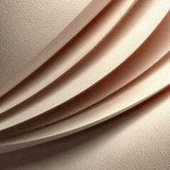 Obraz premium Curved textured layers in soft beige tones create a modern aesthetic in interior design