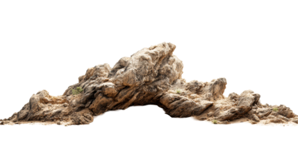 Unique textured rock formation on a transparent background