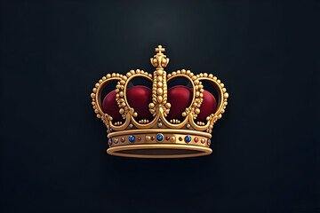Royal Crown Illustration with Gold and Jewels on Dark Background