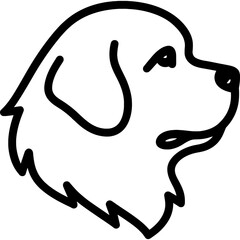 Newfoundland dog head side profile outline icon vector