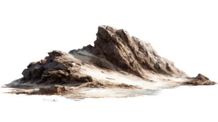 Rocky formation with sandy terrain and transparent background