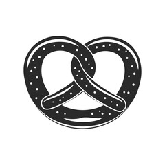 Traditional black and white pretzel icon with dotted texture
