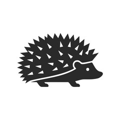 Silhouette of a hedgehog with spiky quills on white background