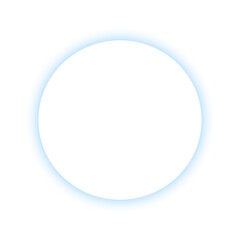  blue neon circle frame isolated on transparent background 
