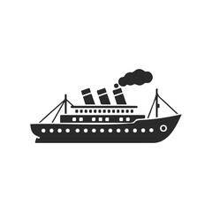 Obraz premium Silhouette of a classic steamship with smokestacks