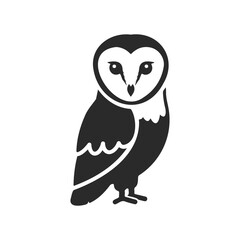 Black and white owl silhouette illustration with heart-shaped face