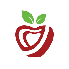 Organic Fruit Tech Icon Apple Logo Design Vector.