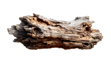 Unique weathered wood log suitable for rustic decor and crafts