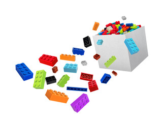 building blocks bricks toys in box on transparent background png