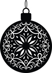 Fototapeta premium Elegant black and white christmas ornament silhouette vector design