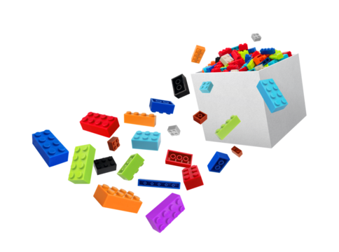 building blocks bricks toys in box on transparent background png