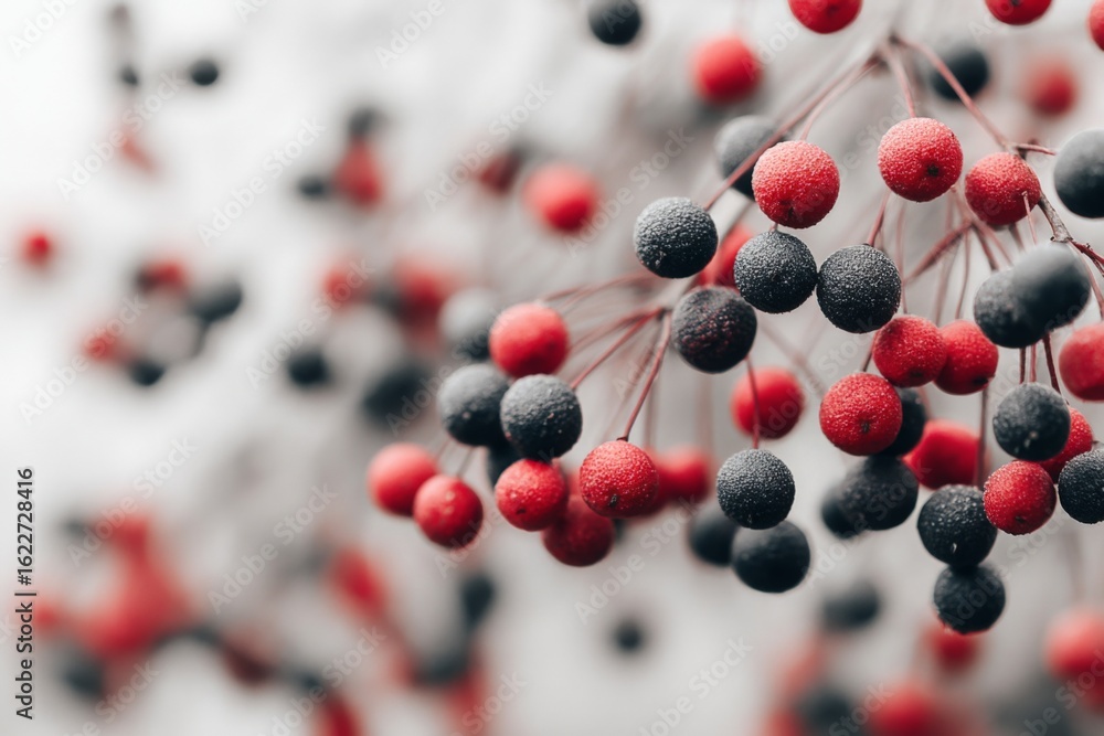 Poster colorful clusters of red and black berries on branches create a striking display during autumn in a 