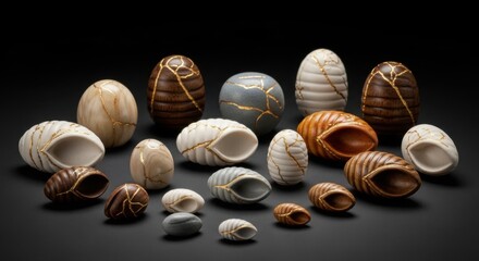 Stunning Collection of Carved Stone Eggs: Unique Art & Design
