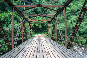 old iron bridge in the forest , brazil