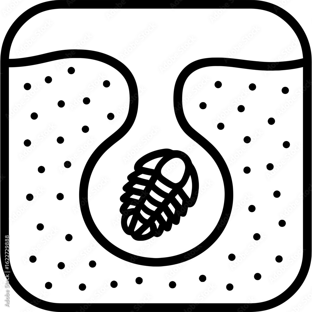 Poster fossil burrow trace tunnel outline vector